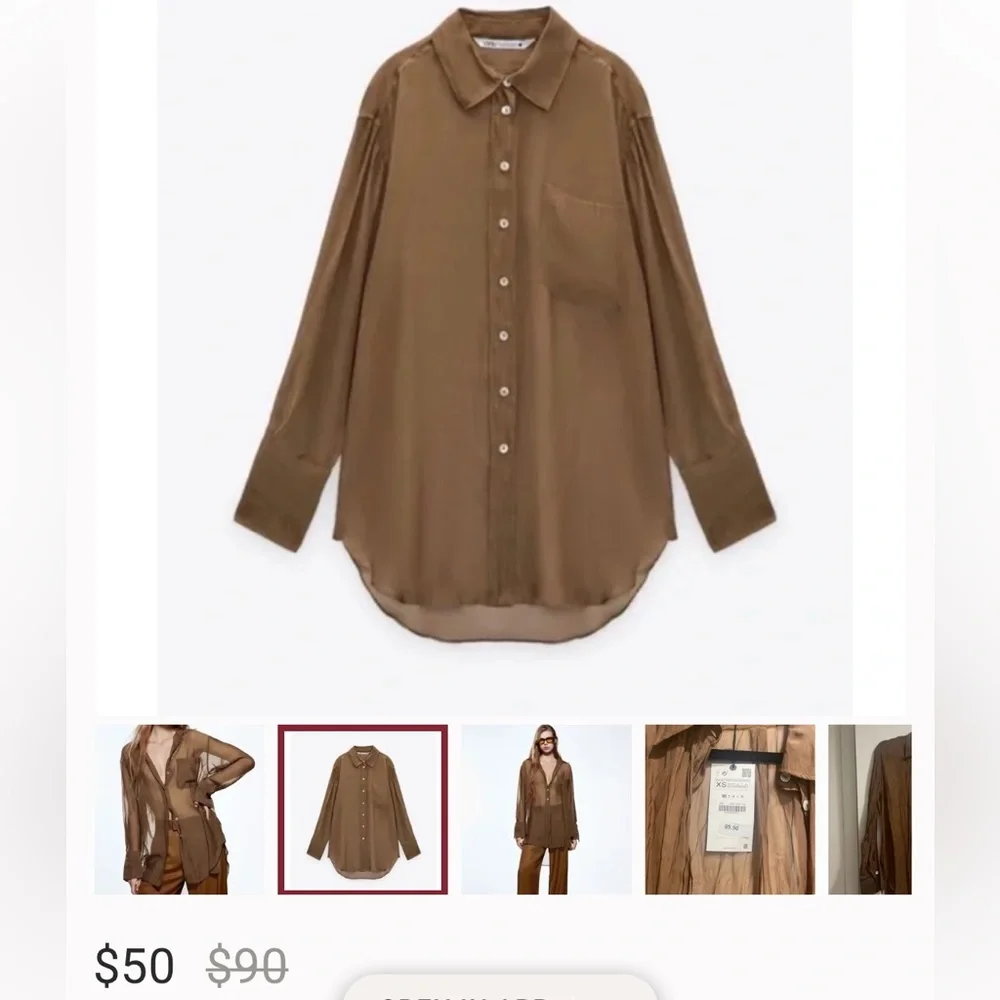 ZARA semi sheer shirt - Picture 2 of 14